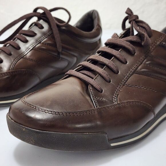 Ermenegildo Zegna Brown Nappa Leather Low Top Trainers Sneakers Mens 9.5 Italy main image 15